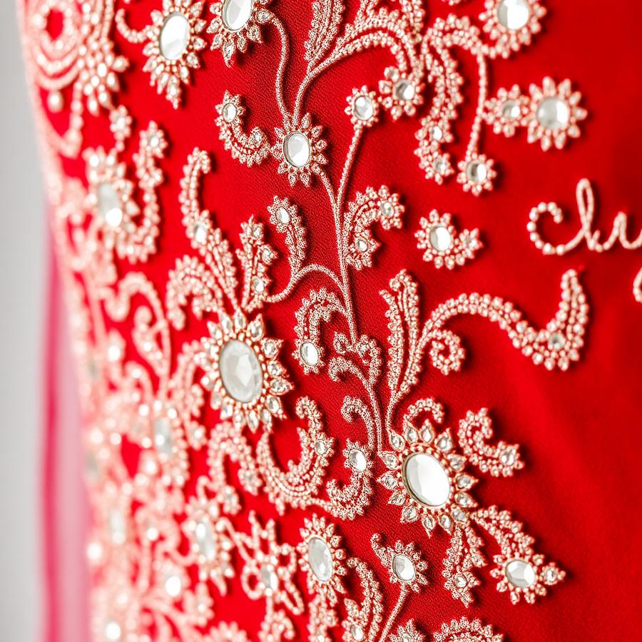 Mirror work detail on bridal dupatta